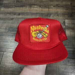 Pre-owned Red Nashville Music City USA cap Snapback hat    CB